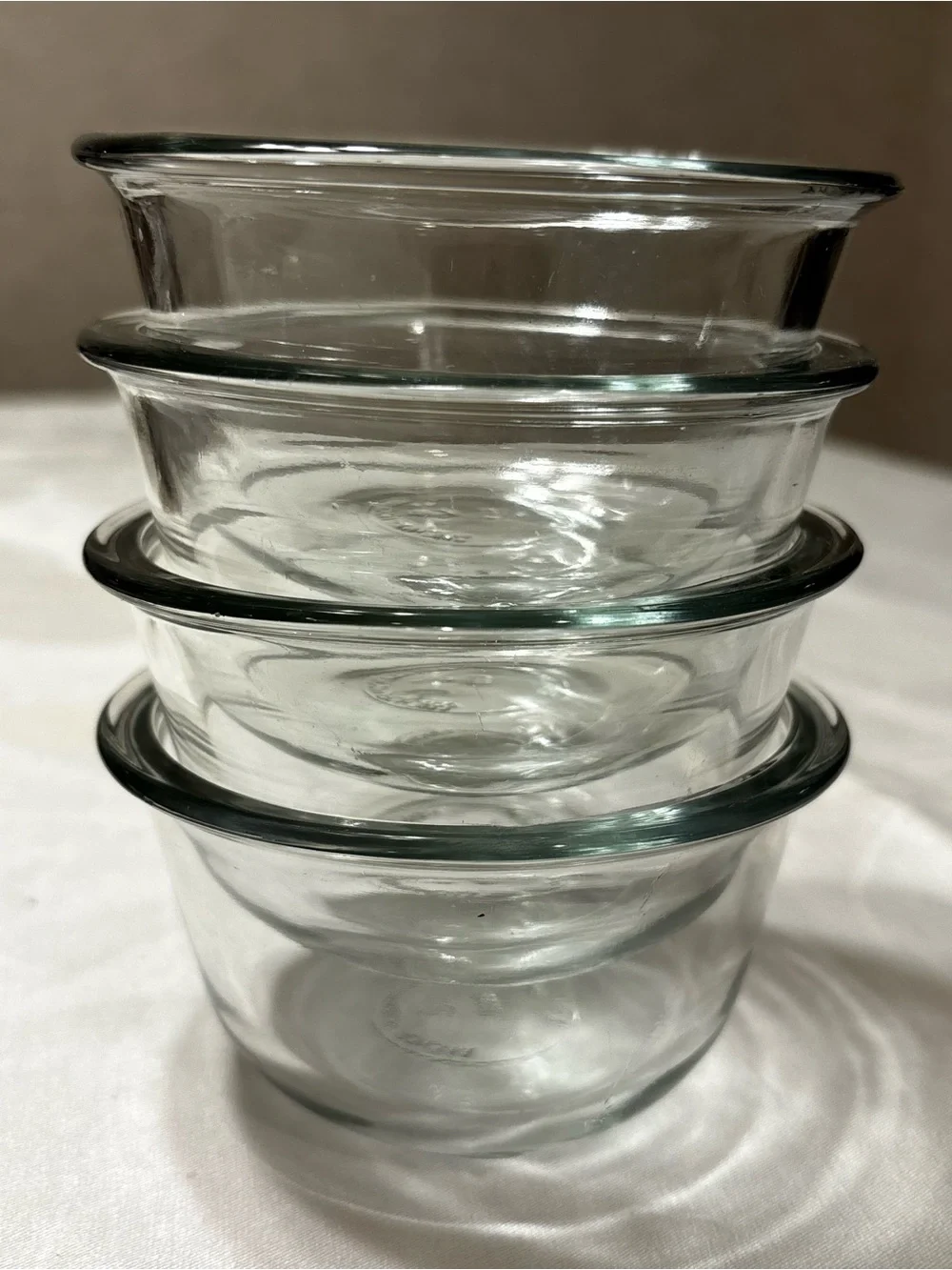 Lot Of 4 Vintage Anchor Hocking 1019 Clear Glass Oval 10oz Ramekins Custard Cups